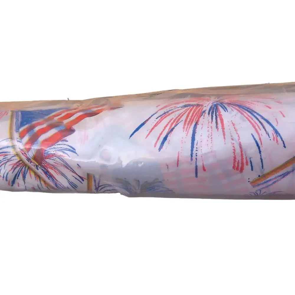 Vintage Amscan Patriotic Table Roll 40x100 Plastic Tablecloth